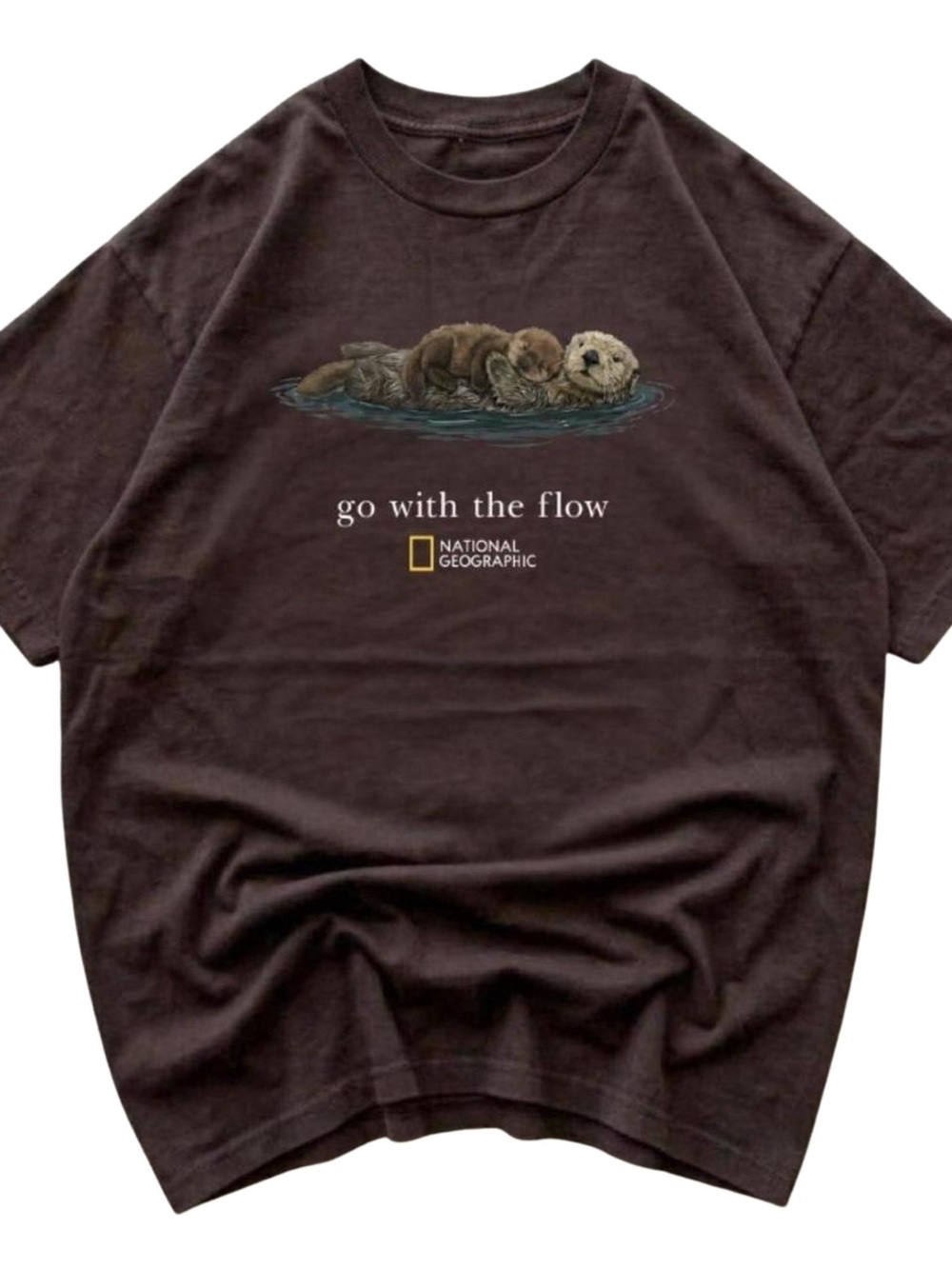 Brown 'Go With The Flow' Otter Graphic Tee - Picture 1 of 2